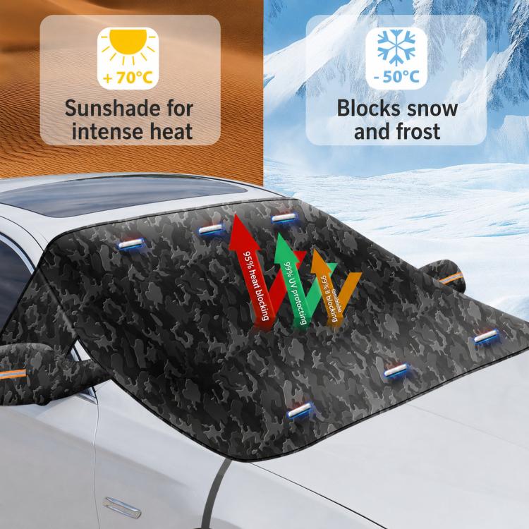 Camouflage Thickened Windproof Car Snow Shield Magnetic Windshield Snow & Sun Cover, Size: Large - Image 9