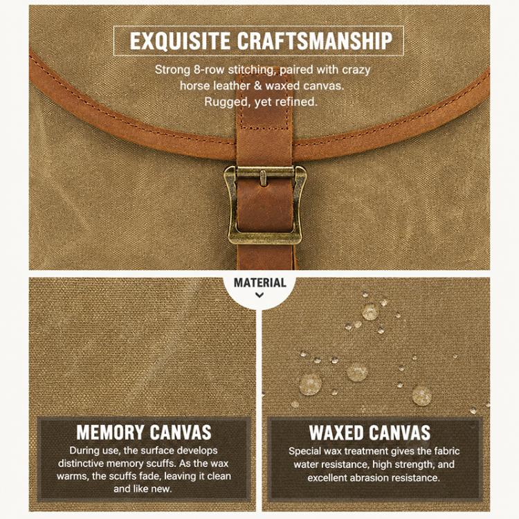 Canvas DSLR Camera Messenger Bag Shockproof Large Capacity Bag, Size:27 x 20 x 13cm(Army Green) - Image 7