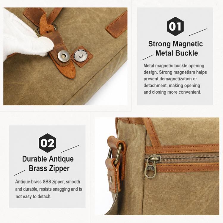 Canvas DSLR Camera Messenger Bag Shockproof Large Capacity Bag, Size:27 x 20 x 13cm(Army Green) - Image 8