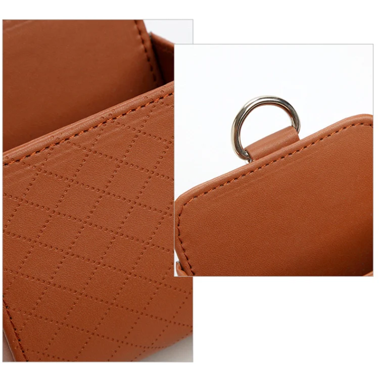 Car Air Outlet Leather Multifunctional Mobile Phone Card Hanging Storage Box, Color: Gray - Image 5