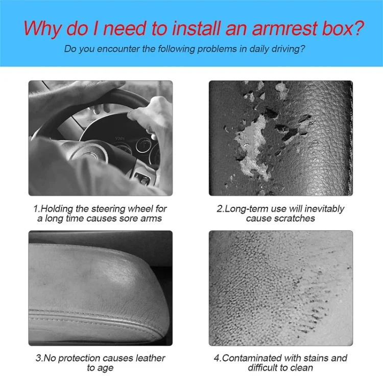 Car Armrest Box Booster Pad Widened Interior Tissue Box, Color: Black Red - Image 4