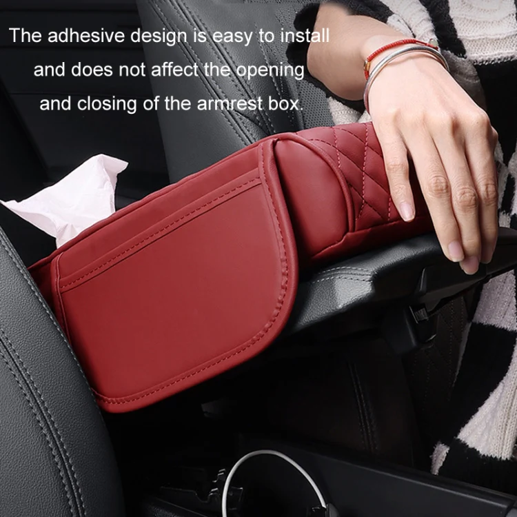 Car Armrest Box Booster Pad Widened Interior Tissue Box, Color: Black Red - Image 7