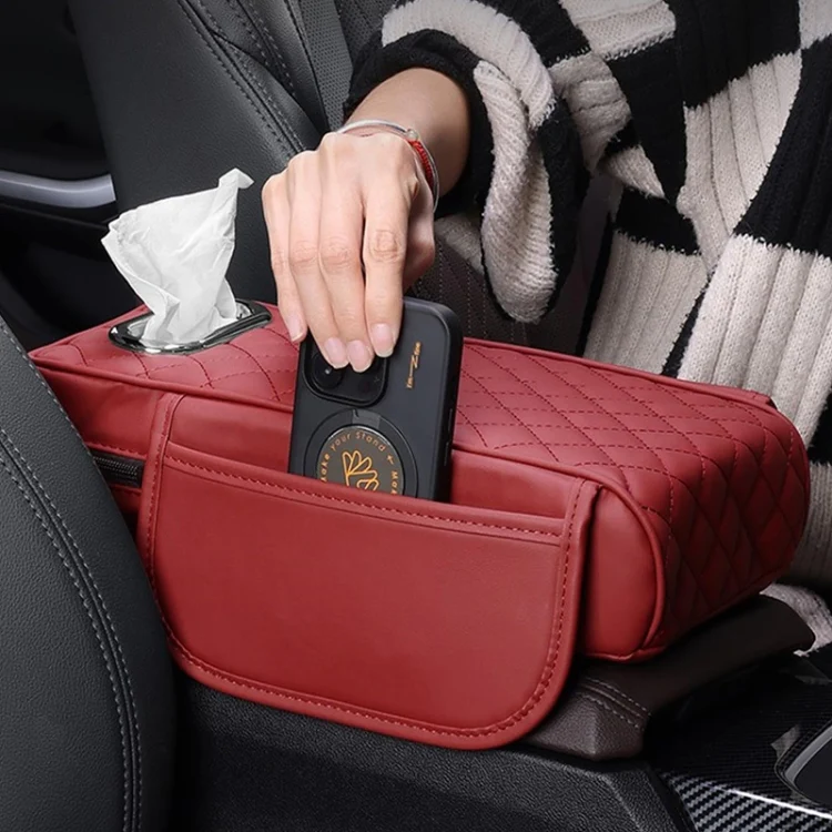 Car Armrest Box Booster Pad Widened Interior Tissue Box, Color: Brown - Image 8