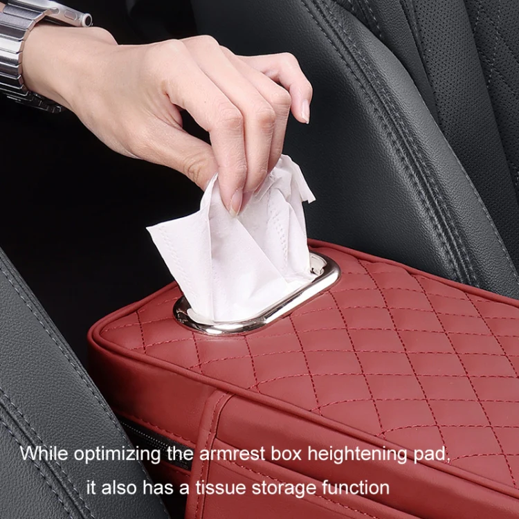 Car Armrest Box Booster Pad Widened Interior Tissue Box, Color: Volcanic Red - Image 6