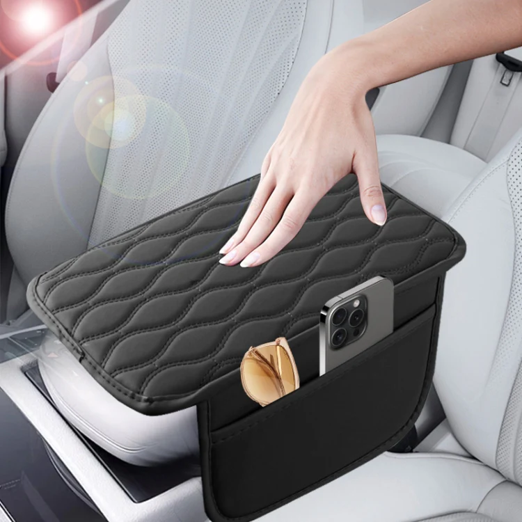 Car Armrest Box Leather Storage Heightening Pad(Red) - Image 8