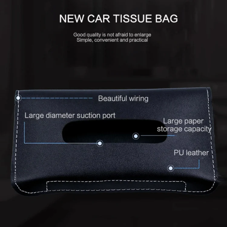Car Armrest Box Sun Visor Hanging Leather Tissue Box(Beige) - Image 3