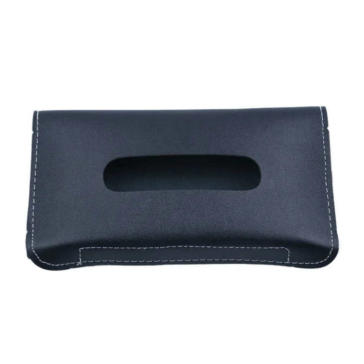 Car Armrest Box Sun Visor Hanging Leather Tissue Box(Black)
