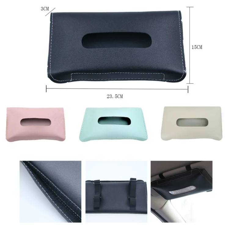 Car Armrest Box Sun Visor Hanging Leather Tissue Box(Pink) - Image 2