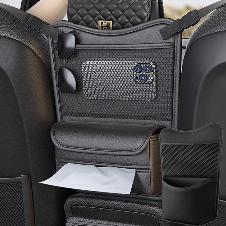 Car Between Seats Organizer Multifunctional Storage Bag Front And Back Dual Usage Tissue Box(Black) - Image 2