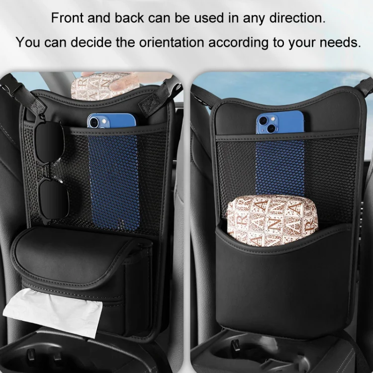 Car Between Seats Organizer Multifunctional Storage Bag Front And Back Dual Usage Tissue Box(Brown) - Image 6