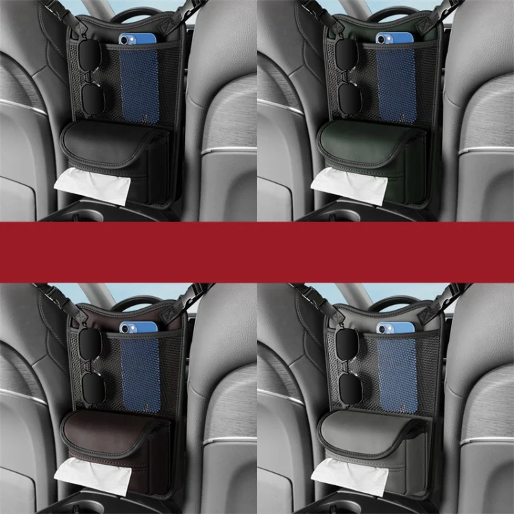 Car Between Seats Organizer Multifunctional Storage Bag Front And Back Dual Usage Tissue Box(Grey) - Image 7