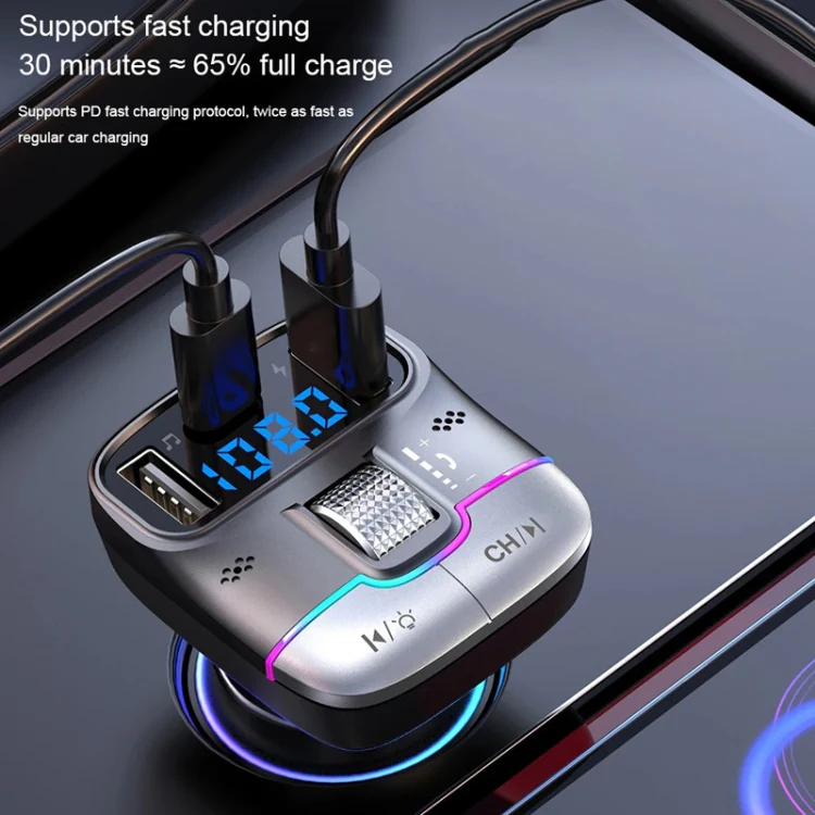 Car Bluetooth MP3 Player Fast Charging Charger(Black) - Image 10