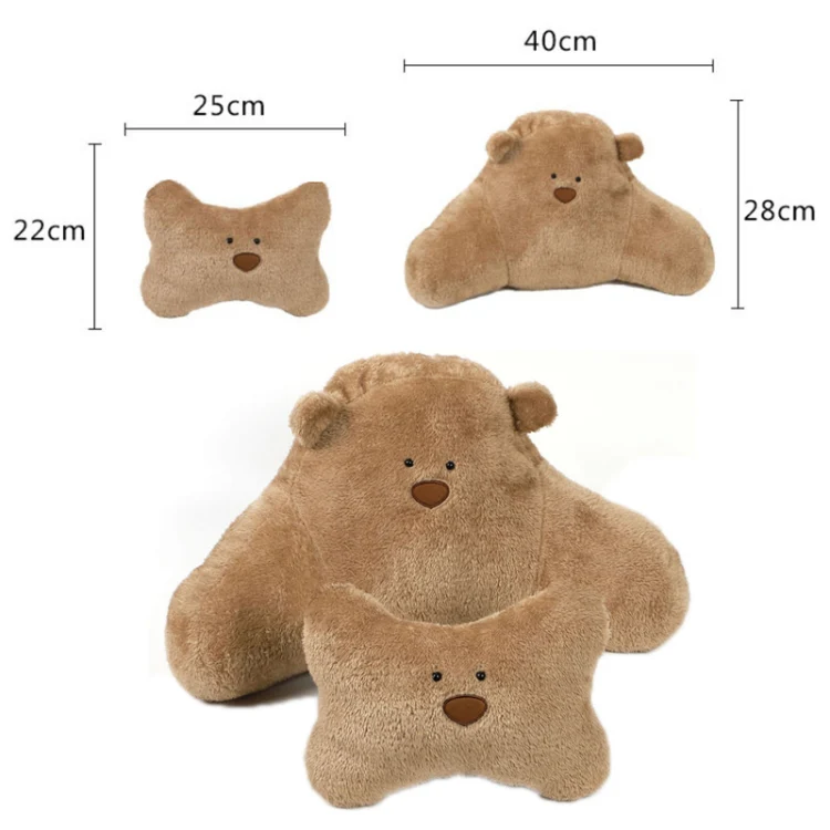 Car Cartoon Bear Plush Seat Upholstery Pillow, Color: Headrest White - Image 3