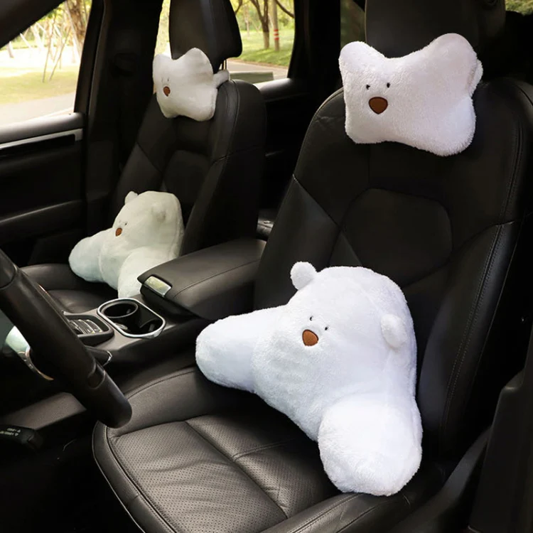 Car Cartoon Bear Plush Seat Upholstery Pillow, Color: Lumbar Pillow Brown - Image 7