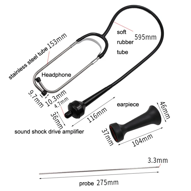 Car Engine Cylinder Abnormal Sound Stethoscope Detection Auto Repair Tool(Black) - Image 3