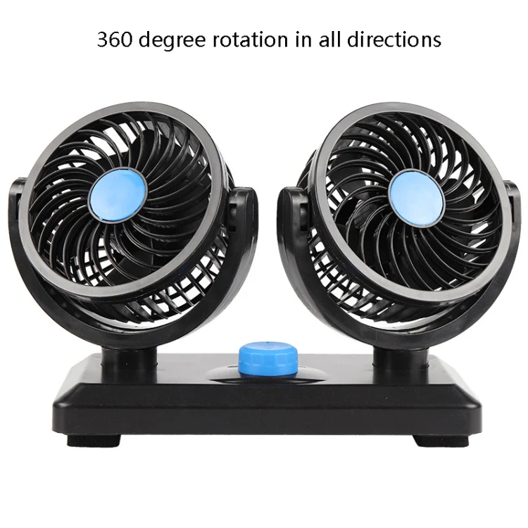 Car Fan Portable Mini Adjustable Car Double-Headed Electric Fan, Colour: Blue USB Universal - Image 3