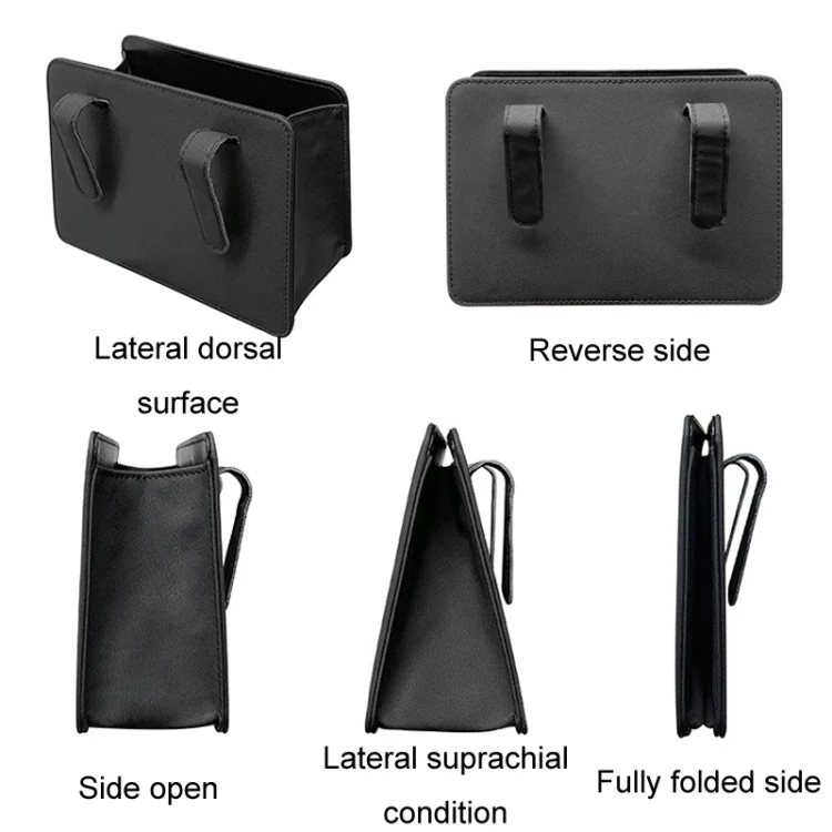 Car Folding Trash Can Multifunctional Seatback Hanging Storage Box(Beige) - Image 4