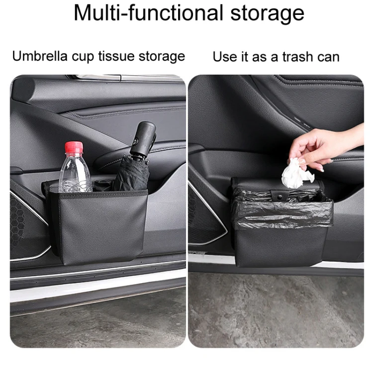 Car Folding Trash Can Multifunctional Seatback Hanging Storage Box(Black) - Image 3