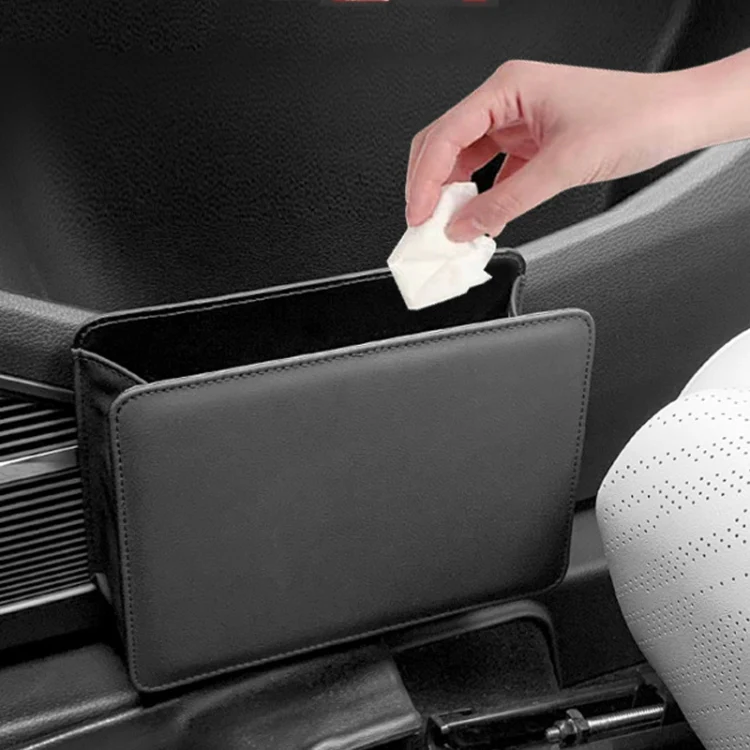 Car Folding Trash Can Multifunctional Seatback Hanging Storage Box(Black) - Image 2