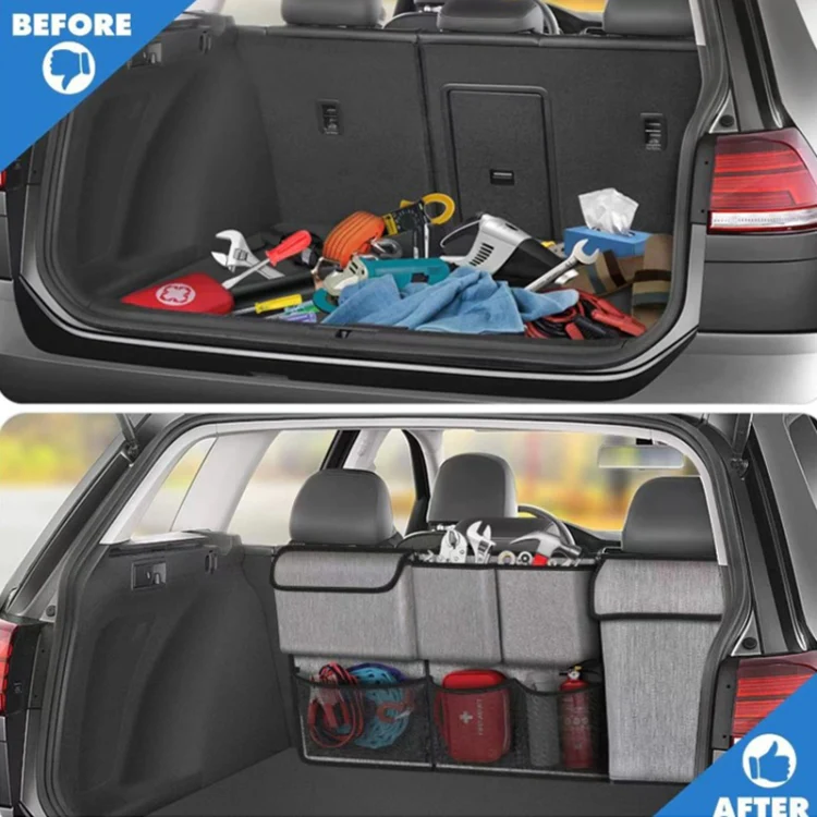 Car Hanging Back Seat Trunk Storage Bag Trunk Oxford Cloth Hanging Bag (Grey) - Image 3