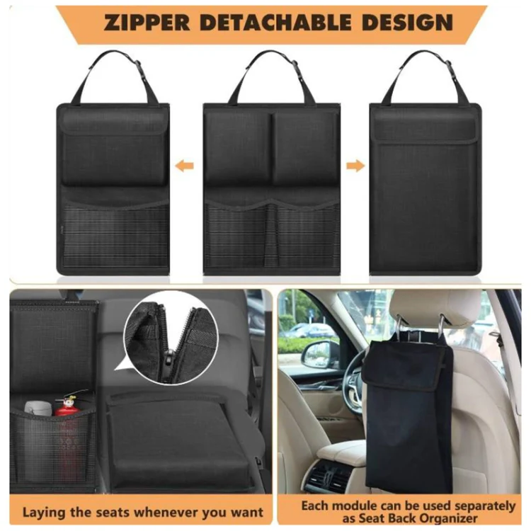Car Hanging Back Seat Trunk Storage Bag Trunk Oxford Cloth Hanging Bag (Grey) - Image 4