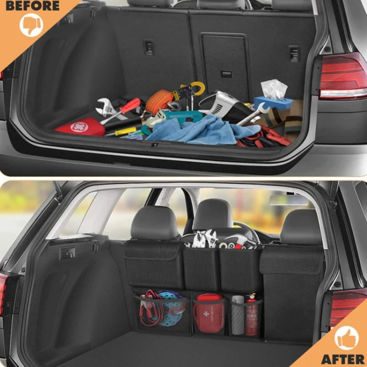 Car Hanging Back Seat Trunk Storage Bag Trunk Oxford Cloth Hanging Bag (Grey) - Image 5