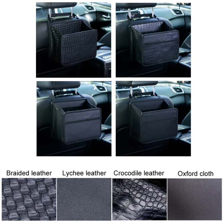 Car Hanging Garbage Bag Multifunctional Folding Storage Box, Model: H611 Woven Pattern - Image 2
