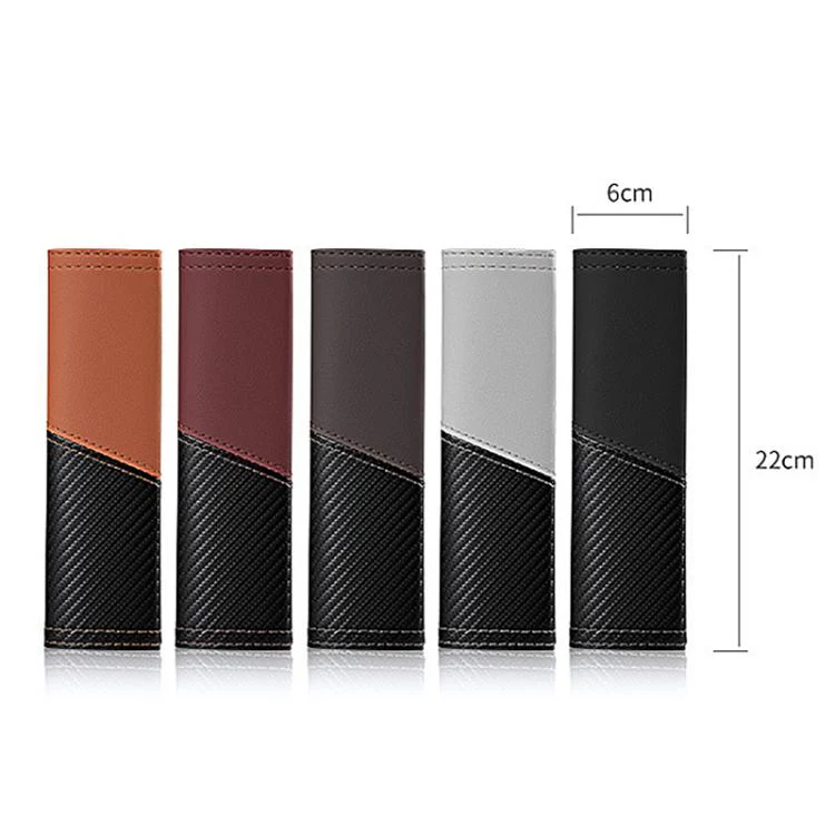 Car Leather Carbon Fiber Stitching Seat Belt Shoulder Guard(Orange) - Image 11