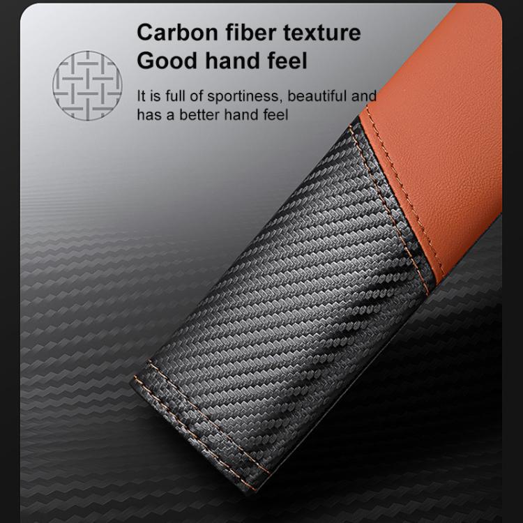 Car Leather Carbon Fiber Stitching Seat Belt Shoulder Guard(Orange) - Image 7
