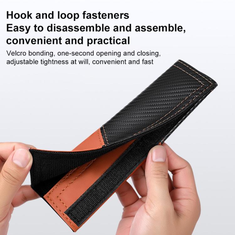 Car Leather Carbon Fiber Stitching Seat Belt Shoulder Guard(Orange) - Image 8