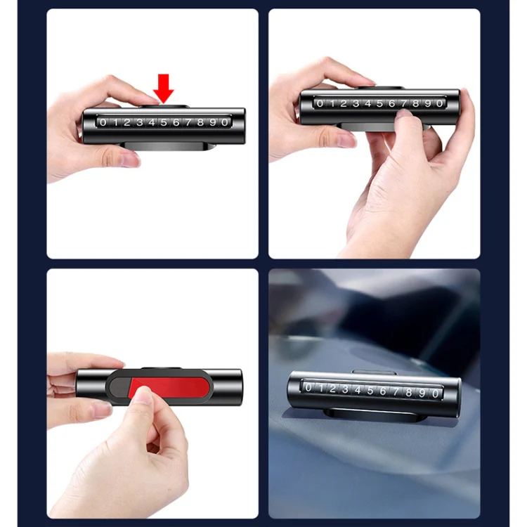 Car Metal Roller Creative Temporary Parking Card Parking Number Card (Black) - Image 10