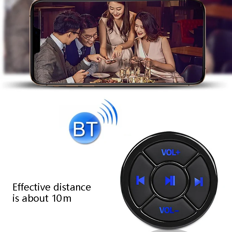 Car Mobile Phone Remote Control Bluetooth Wireless Multimedia Button Remote Control Music Playback Selfie, Colour: Black - Image 5