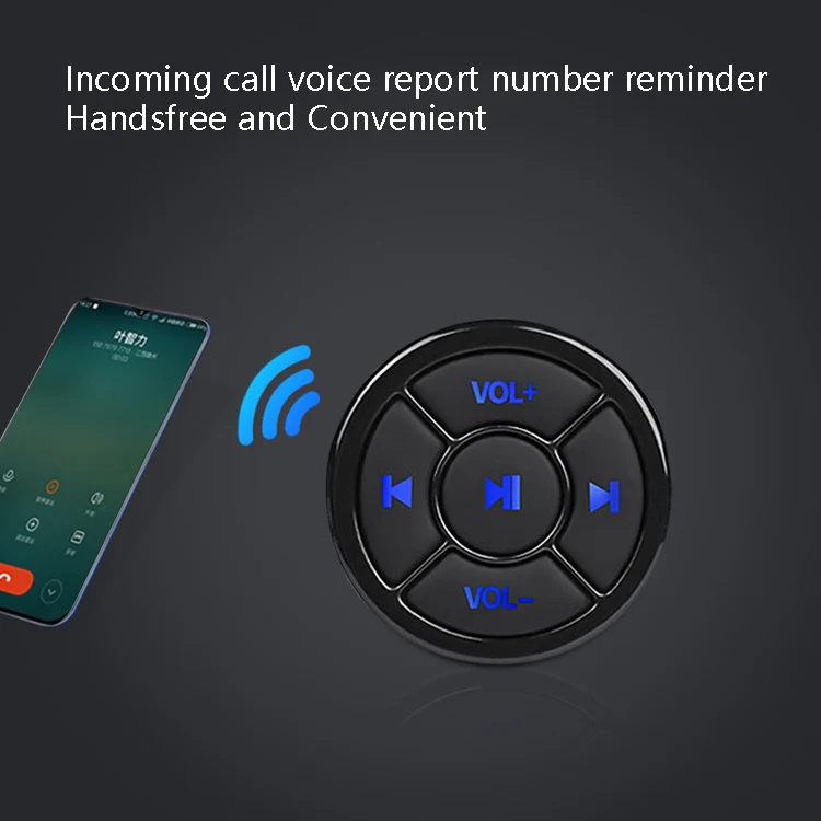 Car Mobile Phone Remote Control Bluetooth Wireless Multimedia Button Remote Control Music Playback Selfie, Colour: Black With Buckle - Image 6