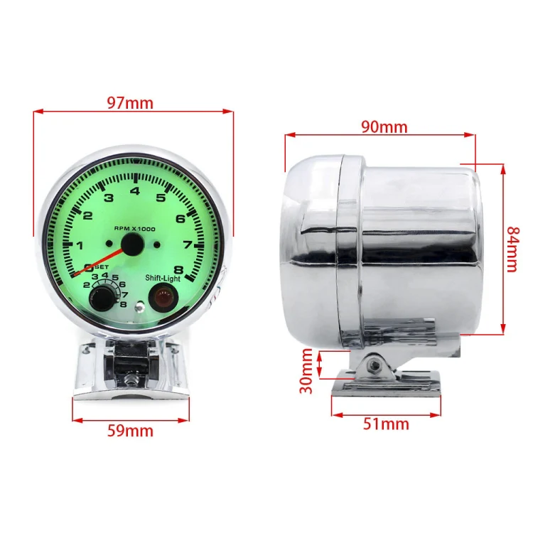 Car Modified 7 Background Lights Tachometer 0-8000RPM for 4/6/8 Cylinder Engines - Image 3