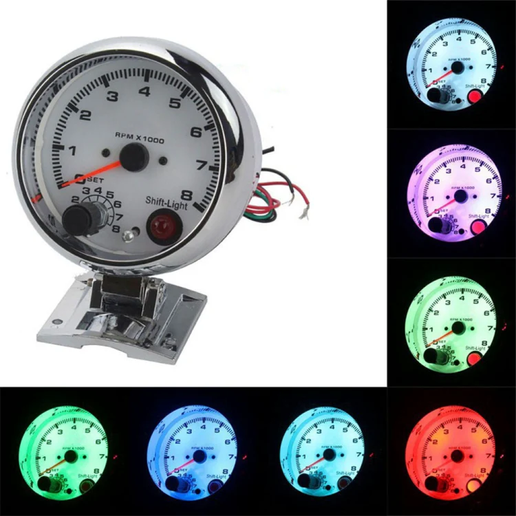 Car Modified 7 Background Lights Tachometer 0-8000RPM for 4/6/8 Cylinder Engines - Image 4