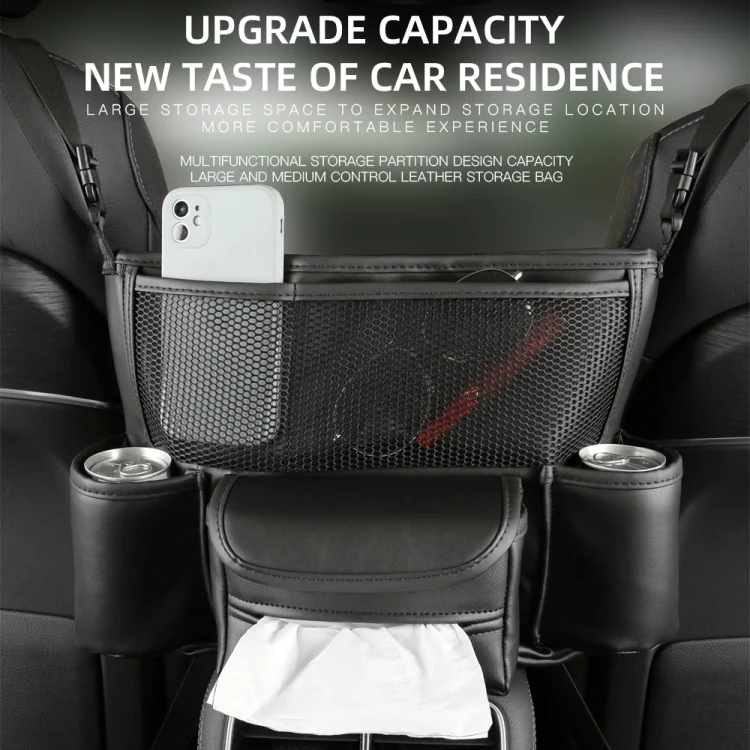 Car Multifunctional Armrest Box Storage Bag Car Interior Supplies(Black) - Image 6