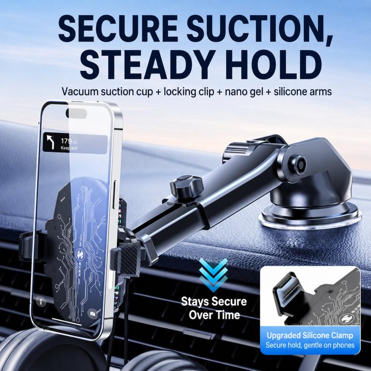 Car Phone Cooler Mount with Suction Cup & Telescopic Arm Semiconductor Cooling Holder with RGB(Black) - Image 2