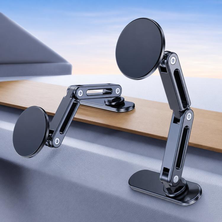 Car Phone Mount with Elongated Base Double-Jointed Holder for Curved Dashboard Solid Magnetic Head