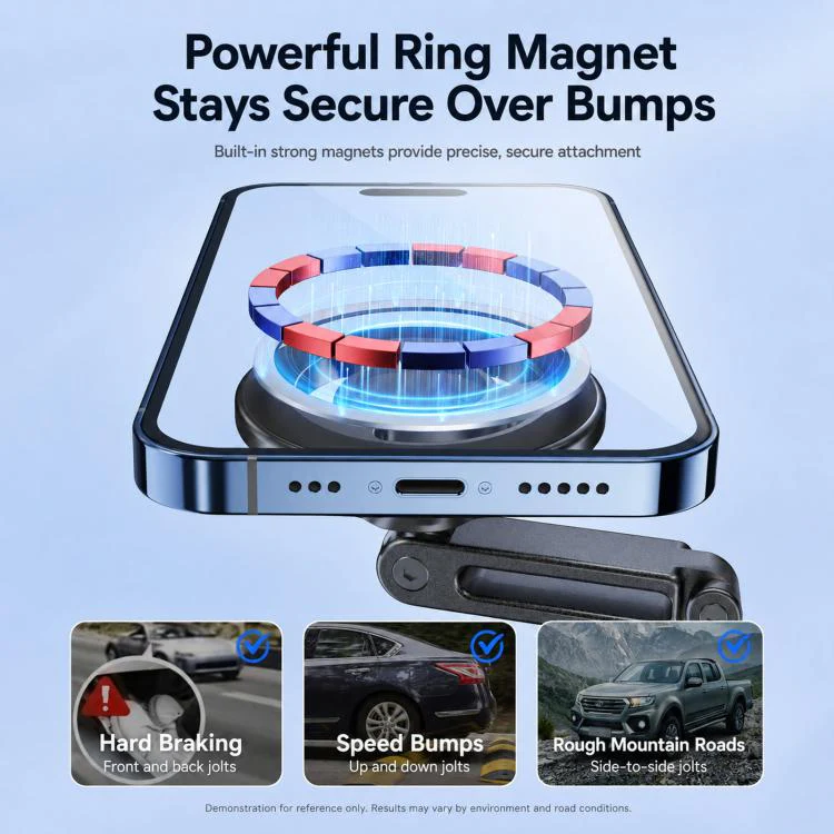 Car Phone Mount with Elongated Base Double-Jointed Holder for Curved Dashboard Solid Magnetic Head - Image 6