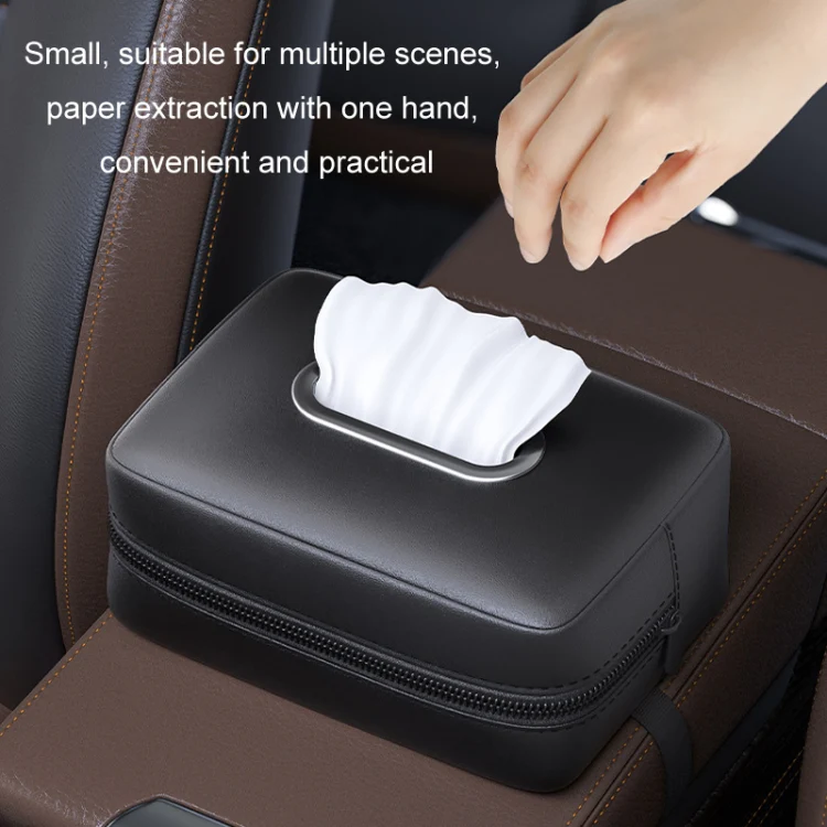 Car Seat Armrest Tissue Box Sun Visor Seat Back Hanging Paper Bag(Black) - Image 8