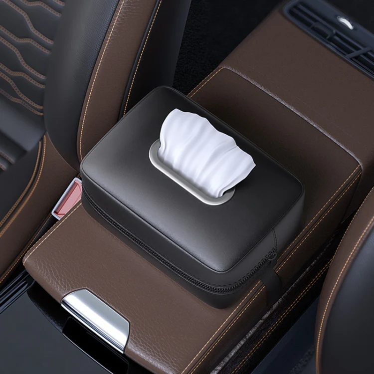 Car Seat Armrest Tissue Box Sun Visor Seat Back Hanging Paper Bag(Brown) - Image 9