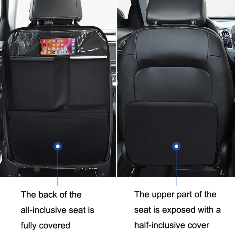Car Seat Back Children Anti-kick Pad Back Rear Anti-dirty Universal Leather Protection Pad Storage Bag Half Pack Version (Black) - Image 5