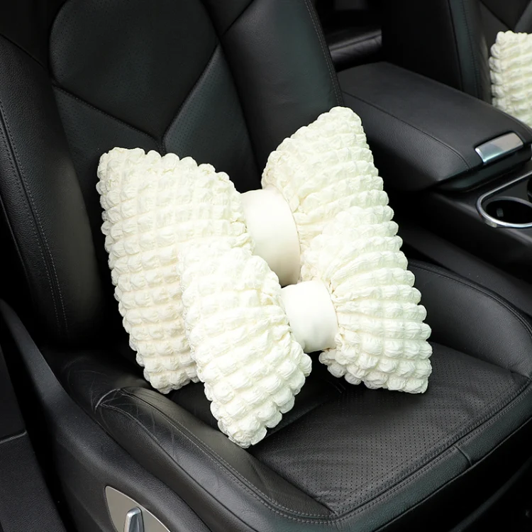 Car Seat Breathable And Comfortable Puff Pillow Upholstery, Color: Headrest Black - Image 6