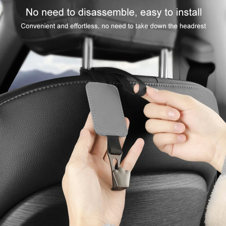 Car Seat Hook Multi-function Leather Seatback Hanger Car Interior Supplies(Grey) - Image 7