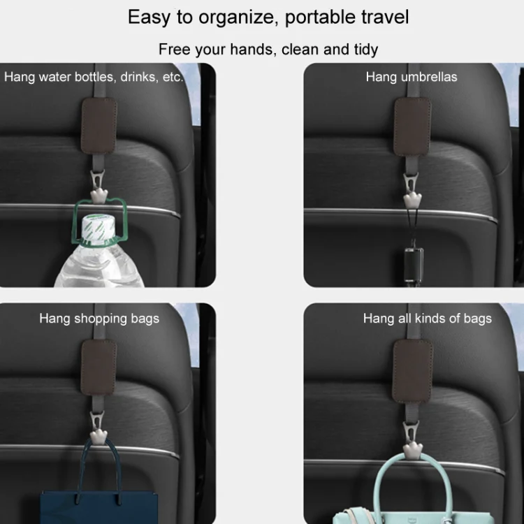 Car Seat Hook Multi-function Leather Seatback Hanger Car Interior Supplies(Grey) - Image 9