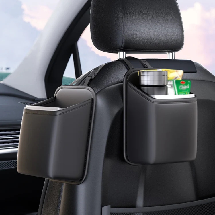 Car Seat Storage Bag With Waterproof Bucket Car Storage Multifunctional Trash Can(Grey) - Image 2
