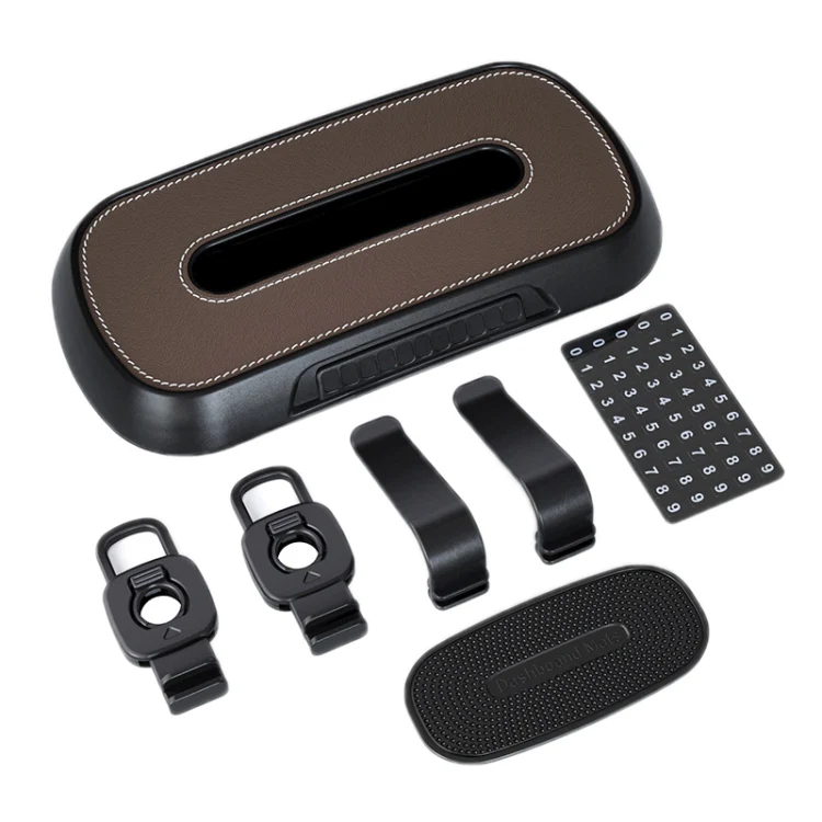 Car Sun Visor Hanging Sunroof Seat Back Tissue Box, Color: Leather Black - Image 3