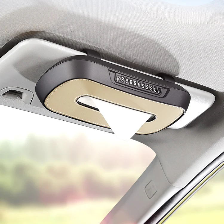 Car Sun Visor Hanging Sunroof Seat Back Tissue Box, Color: Leather Brown - Image 13