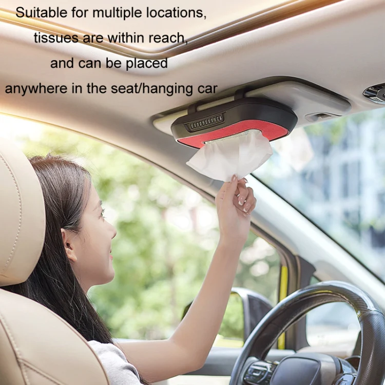 Car Sun Visor Hanging Sunroof Seat Back Tissue Box, Color: Suede Beige - Image 12