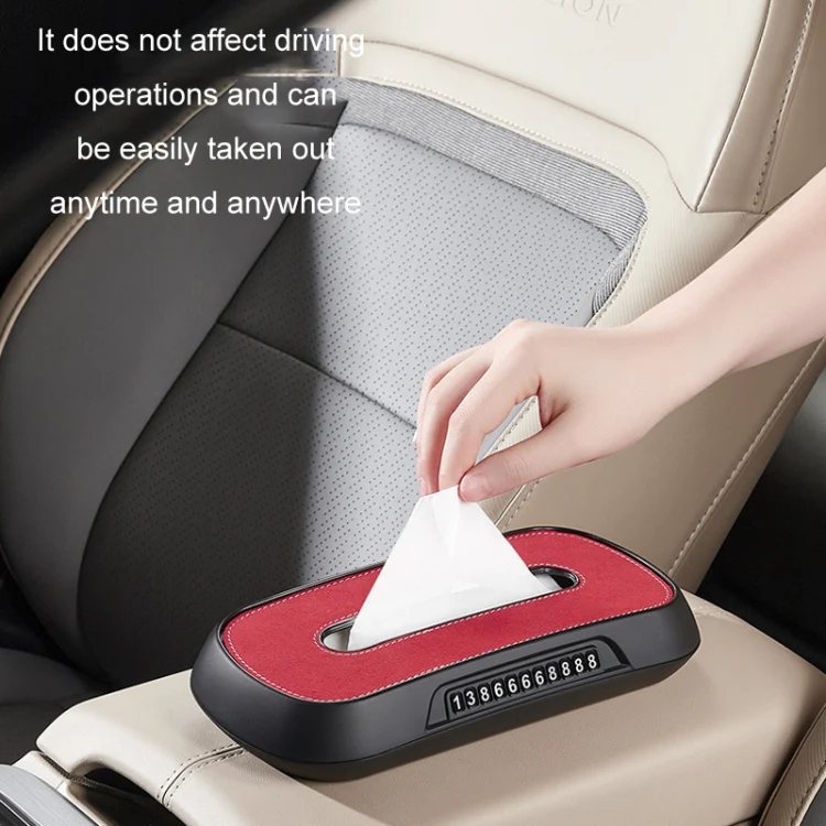 Car Sun Visor Hanging Sunroof Seat Back Tissue Box, Color: Suede Brown - Image 10
